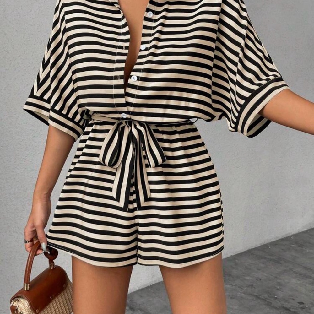Striped Black and White Jumpsuit